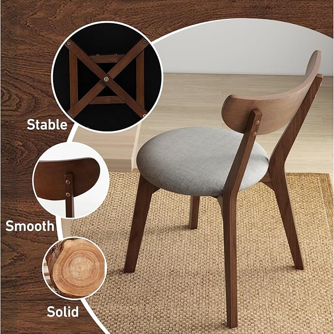 NAFORT Dining Chairs Set of 6/4/2, Modern Fabric Upholstered Dining Room Chair, Farmhouse Wooden Kitchen Chairs with Curved Backrest for Dining Kitchen Room, Living Room, Studio, Restaurant