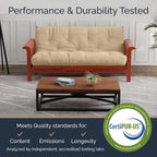 Loosh Home | 10" Queen Size Futon Sofa Bed Pocket Coil Foam Mattress - USA Made, Beige, No Frame