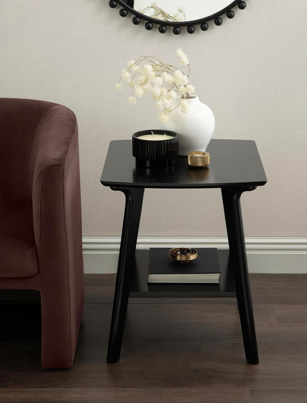 Kate and Laurel Louena Mid-Century Rectangle Wood Side Table, 22 x 20 x 24, B...