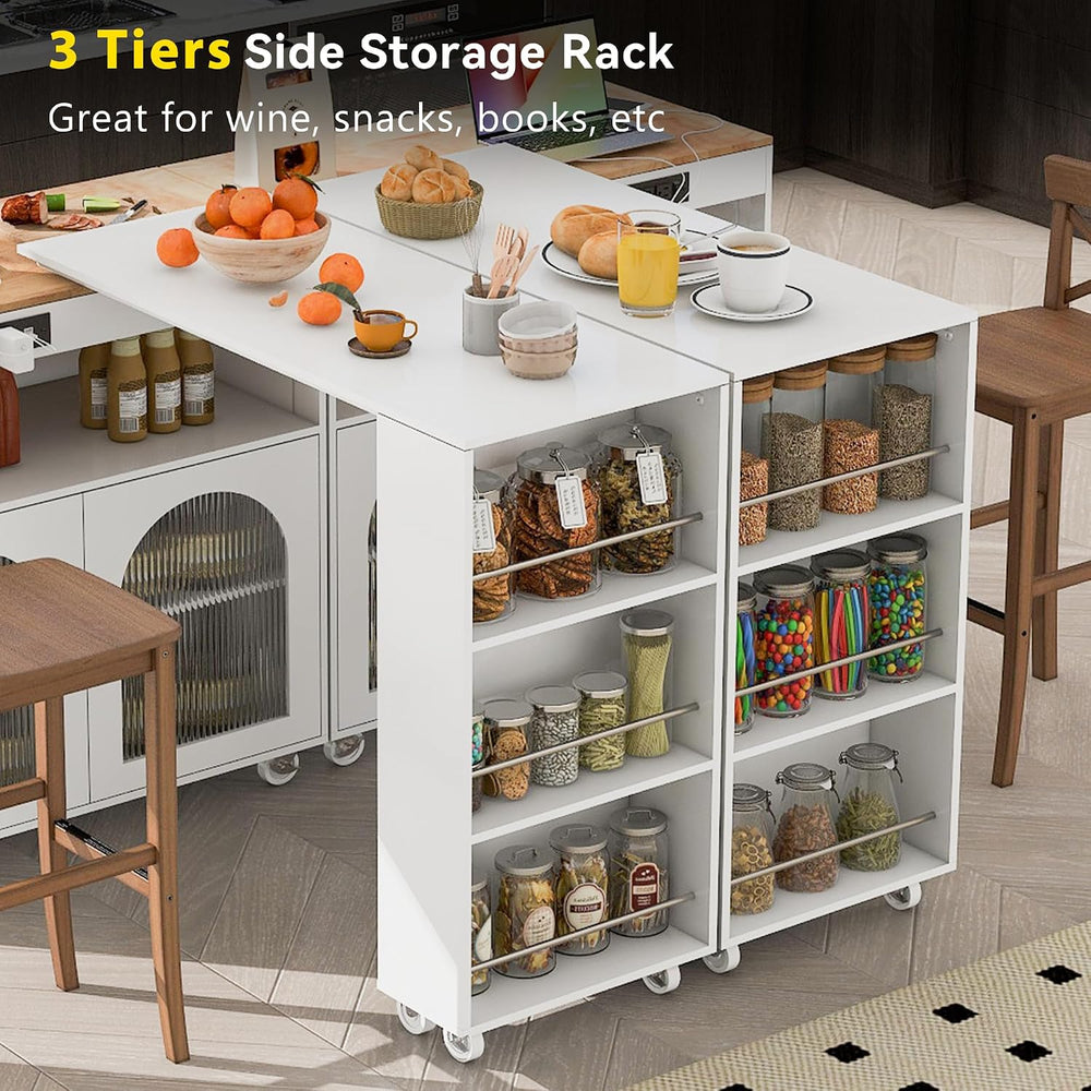NicBex Rolling Kitchen Island with Extended Table Kitchen Island on Wheels wi...