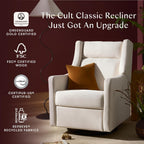 Babyletto Kiwi Plus Electric Recliner Glider in Performance Cream Eco-Weave | GREENGUARD Gold & CertiPUR-US Certified - Power Recliner Rocking Nursery Chair w/ USB Ports - 270° Swivel