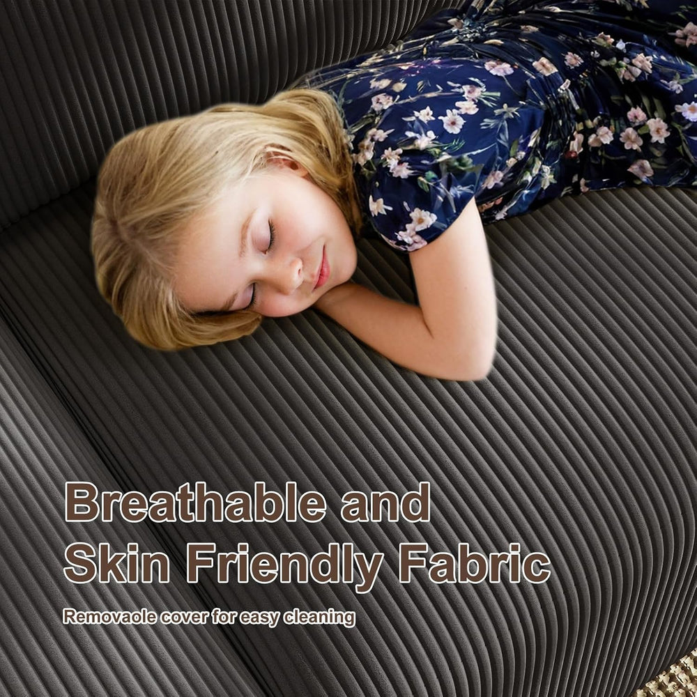 2 Square Cloud Footstool for Living Room, No Assembly Modular Corduroy Conver...