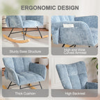 Rocking Chair Nursery, Comfy Modern Nursery Rocking Reading Chair Indoor, Cozy Upholstered Glider Rocker Chairs for Living Room Bedroom Offices, Sillas Mecedoras(Chenille, Blue)
