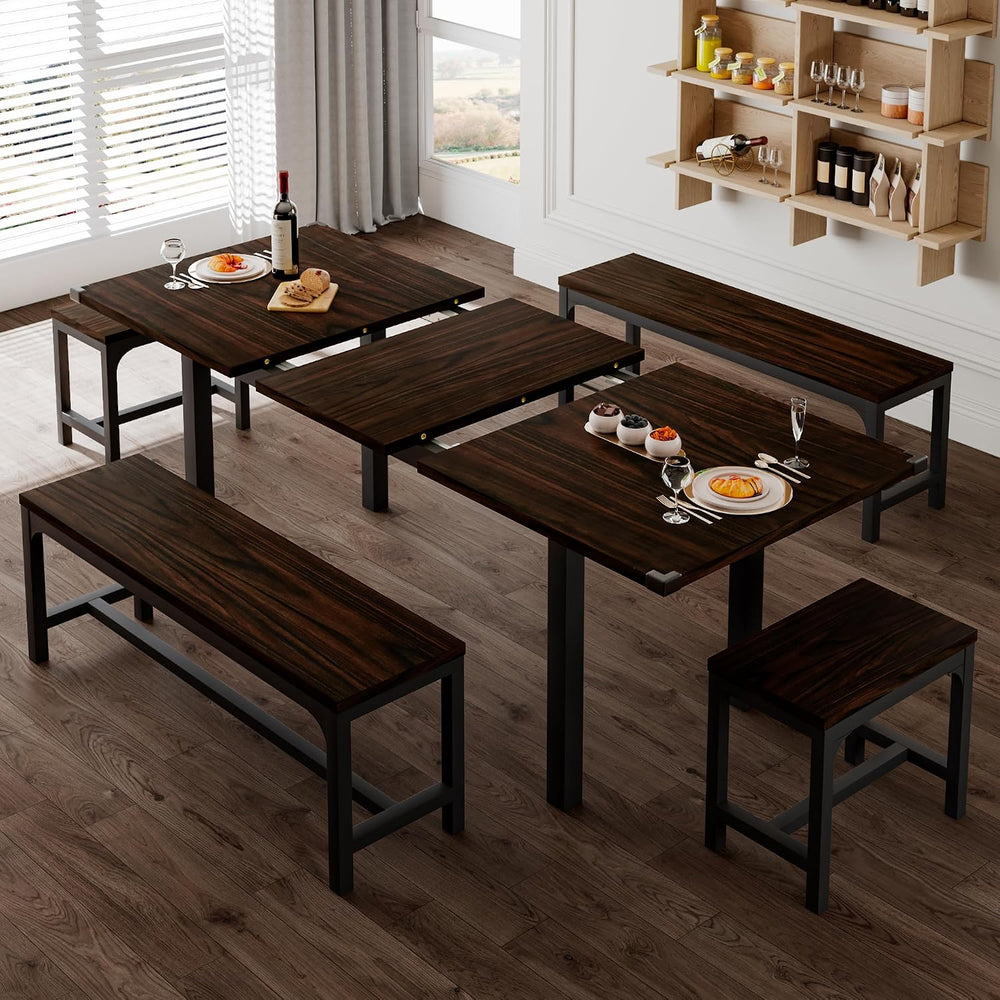 Feonase 5-Piece Dining Table Set for 4-8 People, 63" Extendable Kitchen ...