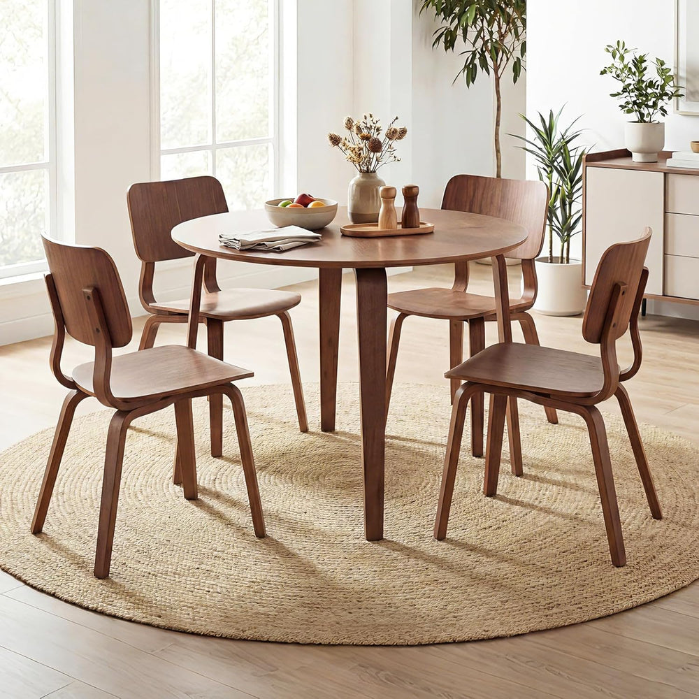 Giantex 37.5" Round Dining Table for 4, Wooden Kitchen Table with Solid ...
