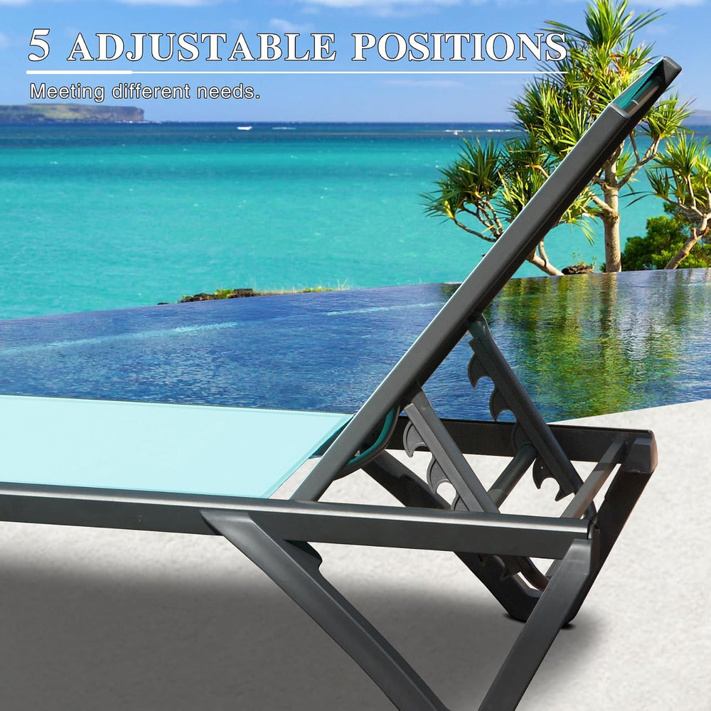 Domi Aluminum Pool Lounge Chair Outdoor Set of 2 Chaise Lounge Outdoor | Whee...