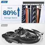 Belt Hanger Wall Mounted, Wooden Belt Organizer 2 Pack Max 24 Storage Capacity, 180° Rotating Space Saving Hangers for Ties, Tank Tops, Scarves, Bras, Keys, Bags Halloween Black