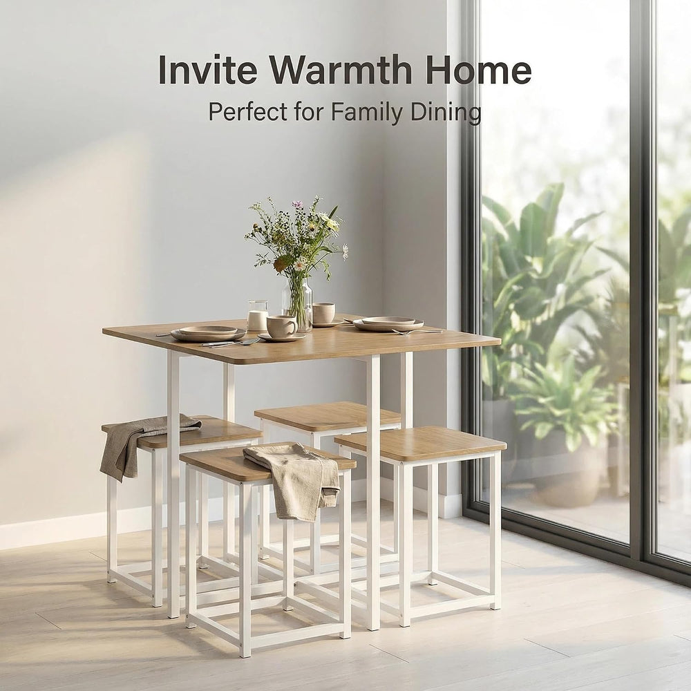 Tangkula Compact Dining Table Set for 4, Small Kitchen Table Set with Square ...