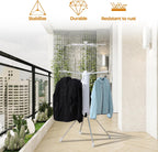 Dollate 4-Legged Clothes Drying Rack Foldable,2 Tier Portable and Collapsible Space Saving Laundry Drying Rack with 4 Pulleys,Aluminum Dry Rack for Clothes