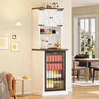 73'' Tall Mini Fridge Cabinet with Storage Hutch, Farmhouse Coffee Bar with Mini Fridge Space, Wine Bar Cabinet for Kitchen, Dining Room, Living Room