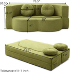 75" Convertible Folding Sofa Bed, 2-in-1 Full Size Floor Boneless Couch Bed, Loveseat sleeper Couch, Memory Foam Floor Sofa Sleeper SofaBed, Small couches for small spaces, No Assembly (Green)