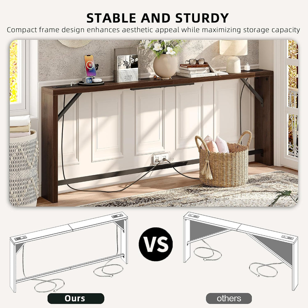 TIQLAB Sofa Table, 79 inch (1.2'' Thickness) Long Console Table Behin...