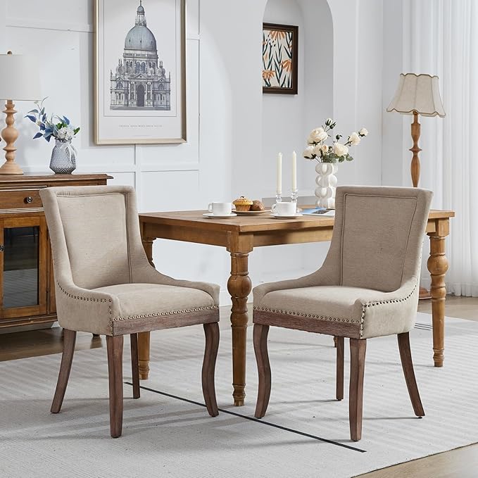 Modern Dining Chairs Set of 2, High Back Dining Chairs Side Chairs with Solid...