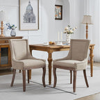 Modern Dining Chairs Set of 2, High Back Dining Chairs Side Chairs with Solid Wood Legs, Upholstered Fabric Dining Room Chairs for Dining Room Kitchen, Beige