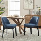 VKNOW Wooden Dining Chairs Set of 6, Upholstered Dining Room Chairs with Rubberwood Legs and Padded Seats, Kitchen Chairs for Restaurant Kitchen Living Room, Blue