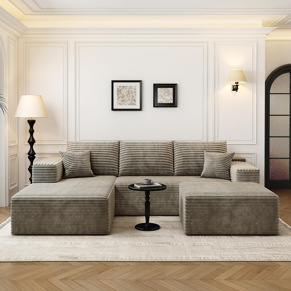 107.5" Cloud Modular Sectional Couch with 1 Ottoman,Modern Minimalist Up...