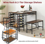 Garvee Dining Table Set for 4, Kitchen Table Set for 4 with 2 Benches, 3 Piece Dining Room Table Set for Small Space Apartment, Retro Brown