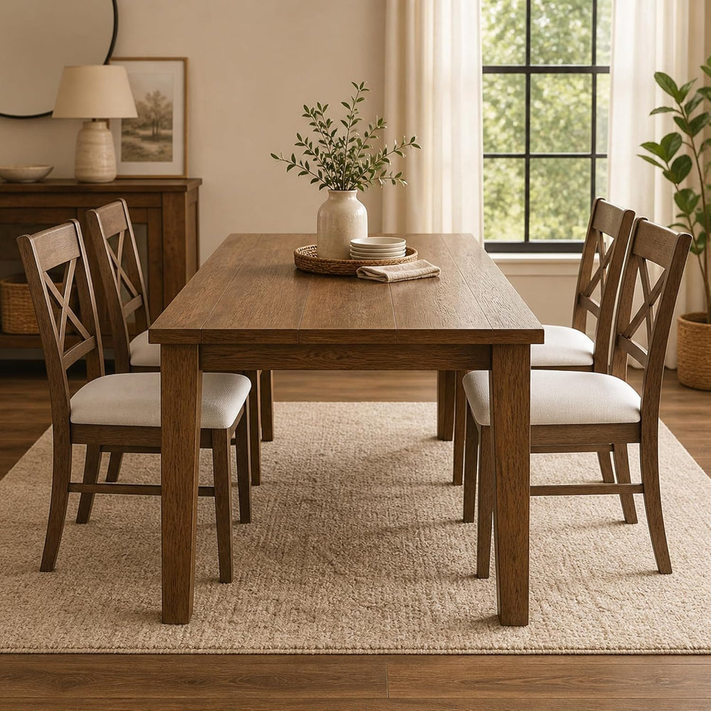HOMCOM Dining Chairs Set of 2, Upholstered Kitchen Chairs with Rubberwood Fra...