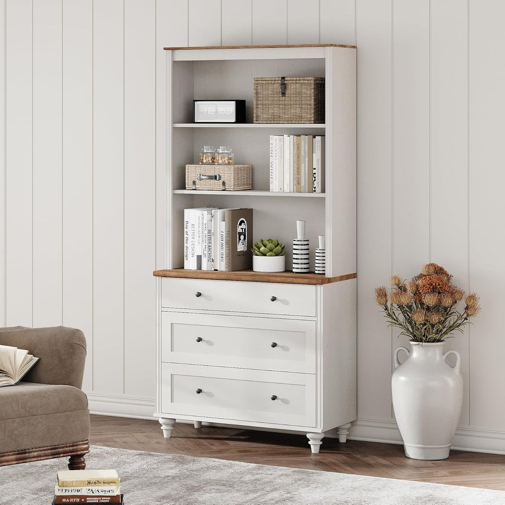 WAMPAT Farmhouse Pantry Cabinet with Storage, Wide Dining Hutch with 3 Wooden...
