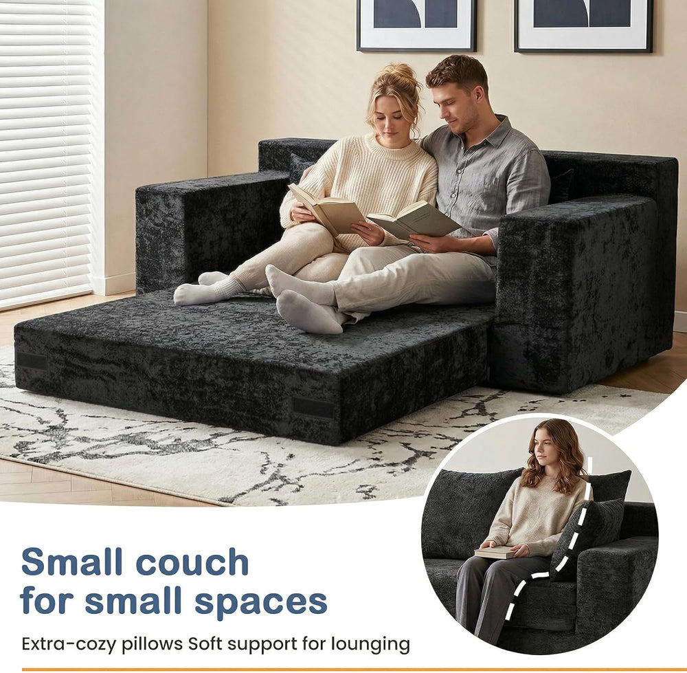 Boneless Couch Small, 3-in-1 Boneless Loveseat Sleeper Sofa Bed Convertible S...