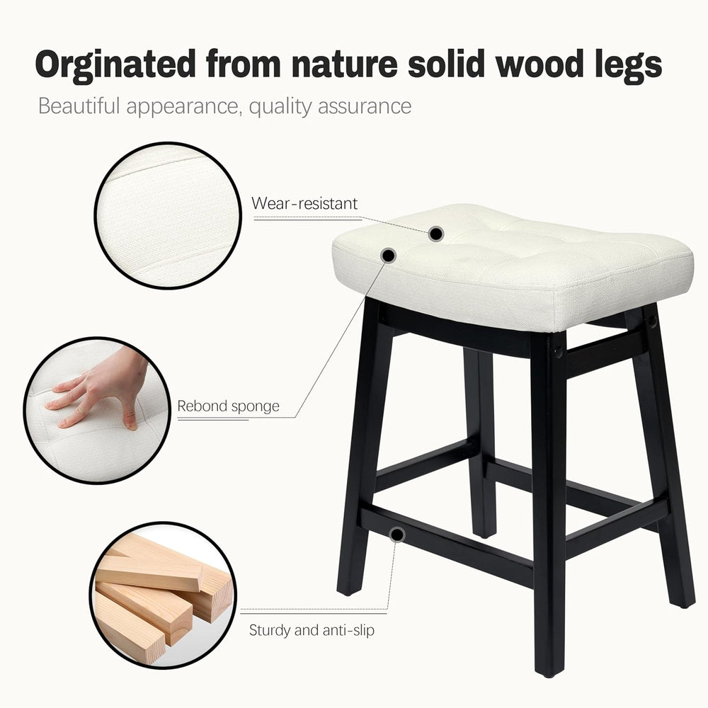 RNKSFX Counter Height Bar Stools Set of 3 for Kitchen Counter, Backless Farmh...