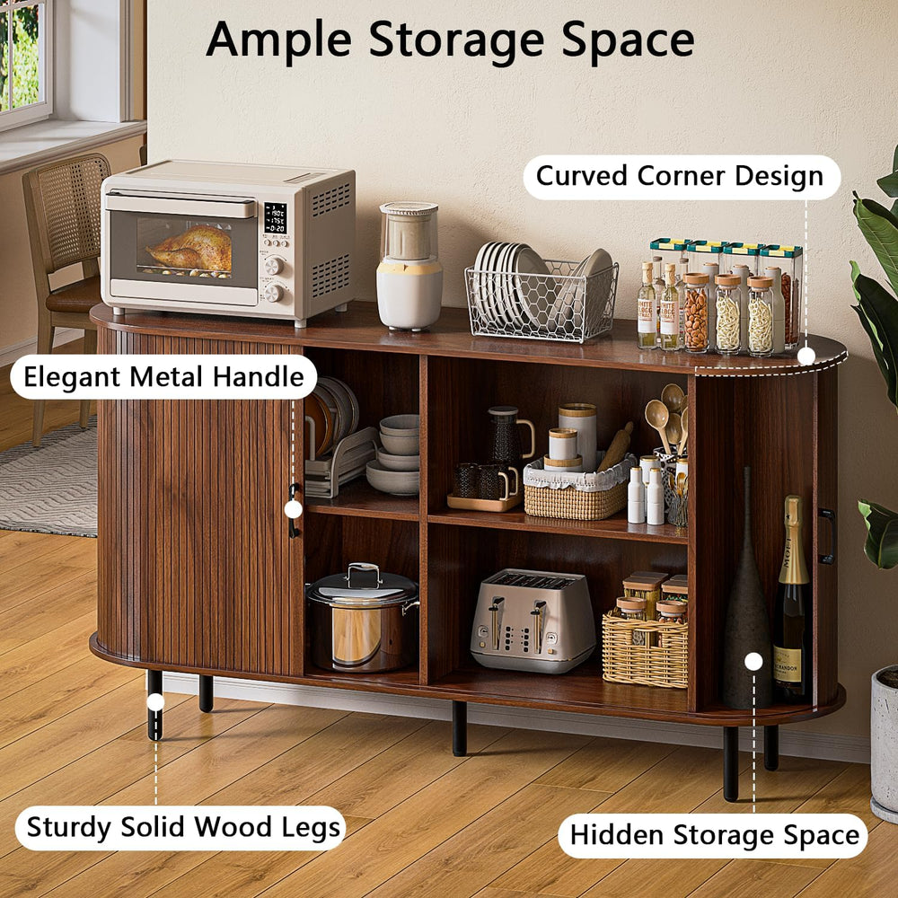 TAVATA Sideboard Buffet Cabinet with Storage, 55" Fluted Storage Cabinet...