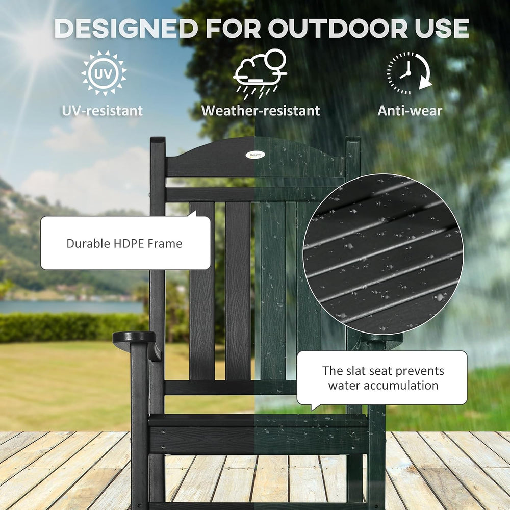 Outsunny 2 Pieces Outdoor Rocking Chair, All Weather-Resistant HDPE Rocking P...