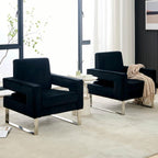 Velvet Accent Chairs Set of 2, Modern Armchair, Black | Stainless Steel Base, Soft Velvet Upholstery, Thick Padded Seat, 350 LBS Weight Capacity, For Living Room and Home Office