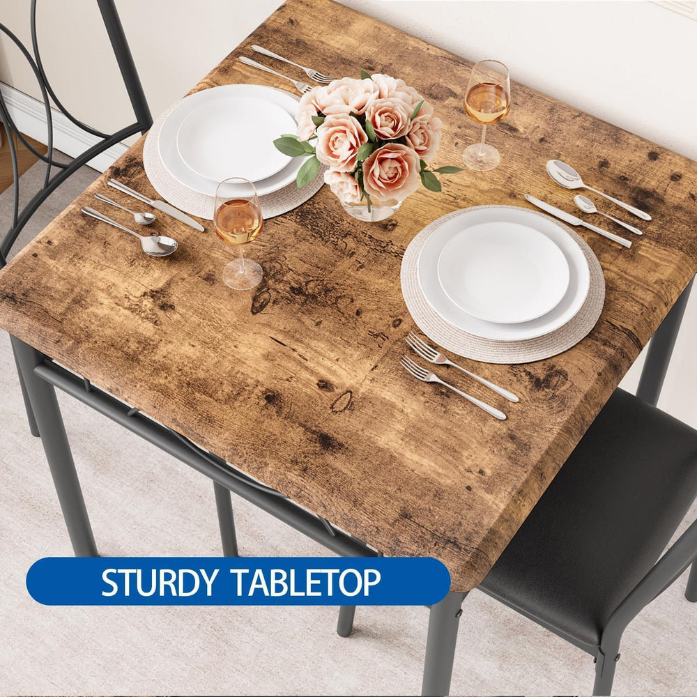 IDEALHOUSE Dining Table Set for 2, Square 3 Piece Kitchen Room Sets with 2 Up...