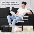 KINGYES Boneless Chaise Lounge Chair for Modular Sectional Sofa, L Shape Corduroy Upholstered Chaise Lounge for Living Room, Black