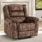 EBELLO Manual Recliner Chair, Soft Fabric Recliner Sofa with Overstuffed Armrest and Backrest for Living Room, Bedroom, Brown