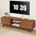 Turtle&Myrtle Mid Century Modern TV Stand with Sliding Doors, TV Consoles, Media Consoles for TV up to 70 Inch, Entertainment Center with Storagefor Living Room, 63 Inch (Walnut)