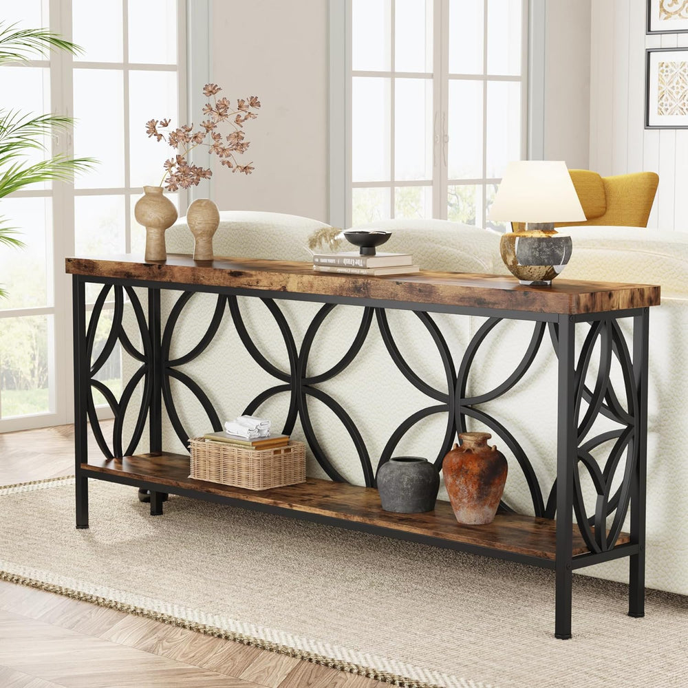 Tribesigns 70.9-Inch Narrow Sofa Table, Industrial Long Sofa Table Behind Cou...