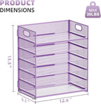Marbrasse 2 Pack Desk Organizer with Handle, 6 Tier Paper Letter Tray, Mesh Desk File Organizer for Office, School and Home - Purple