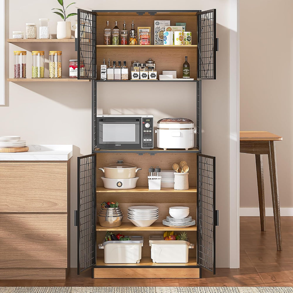 VECELO 72in Tall Kitchen Pantry Cabinet Set of 2 with Doors and Shelves, Larg...