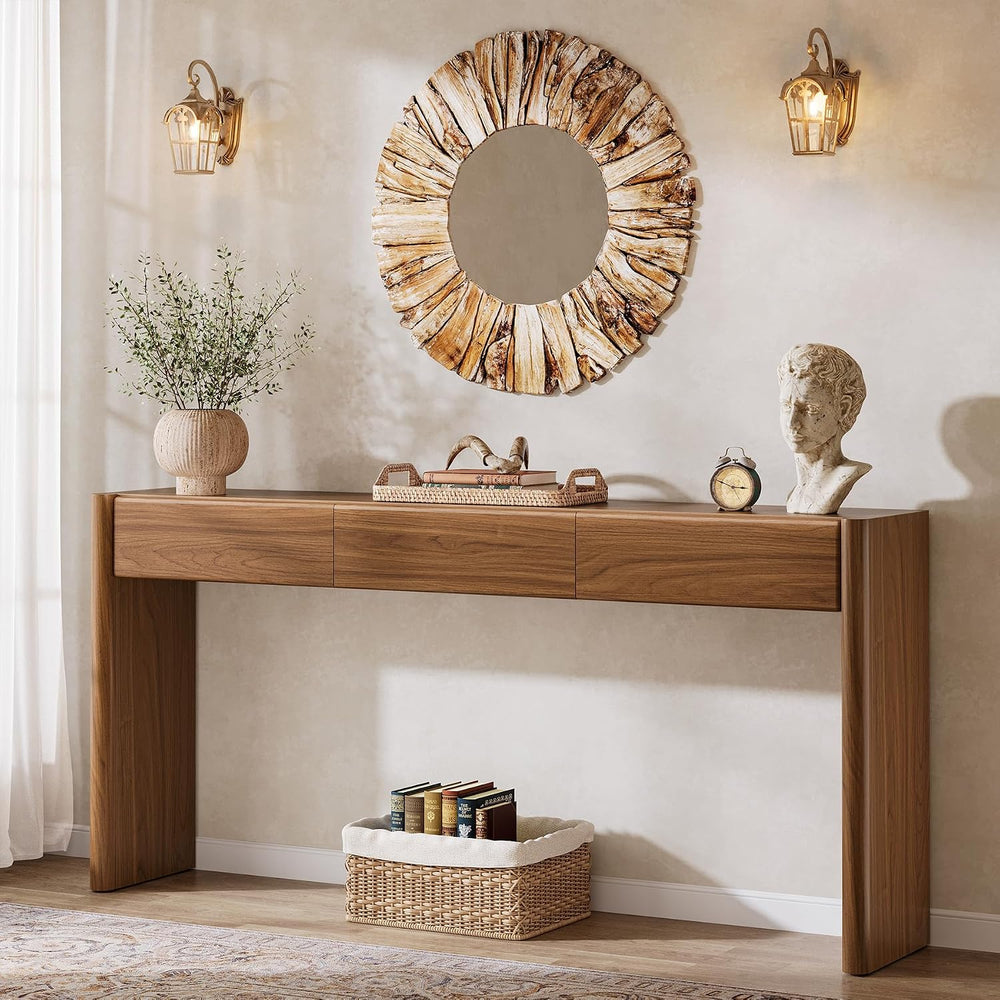 Tribesigns Console Table with 3 Drawers, 70.9" Wooden Entryway Table Beh...