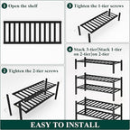 Smiry Shoe Rack, 5 Tier Bamboo Shoe Organizer, Stackable Free Standing Wooden Shoe Storage Shelf for Closet, Entryway, Front Door Entrance, Black