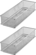 YBM HOME Silver Mesh Drawer Cabinet and or Shelf Organizer Bins, School Supply Holder Office Desktop Organizer Basket (2, 3x9x2 Inch)