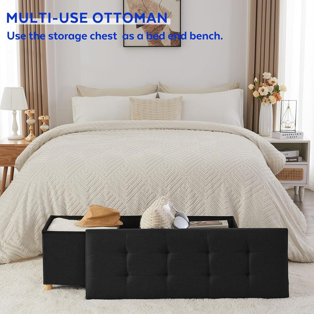 BRIAN & DANY 43 Inches Folding Storage Ottoman Bench, Ottoman with Storag...