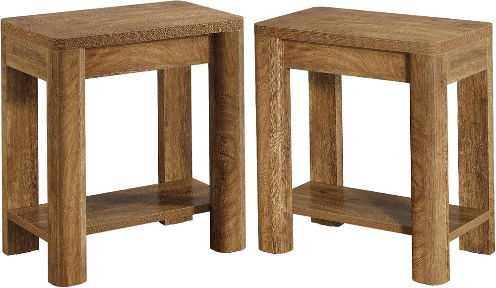Tribesigns End Table for Living Room, Farmhouse Wooden Side Table with Storag...