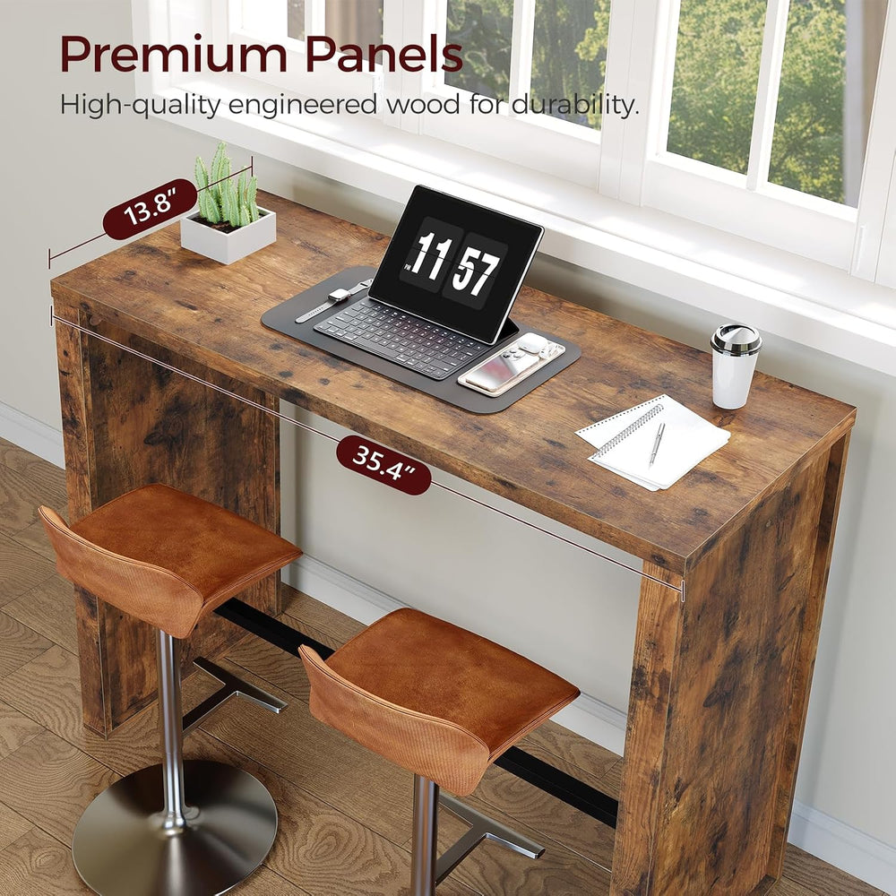 MAHANCRIS Bar Table, 35.4" Counter Height Pub Table, Industrial Rectangu...