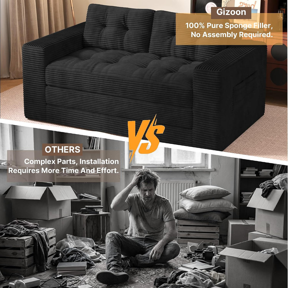 Gizoon Couch Bed Small Floor Couch 59" Convertible Sleeper Sofa | Foldin...