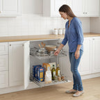 2-Tier Pull-Out Cabinet Organizer for Kitchen, 22" W x 21”D x 16.5" H | Full-Extension Sliding Shelves, Holds 100 lbs, Easy Install for Kitchen, Pantry & Under Sink Cabinets