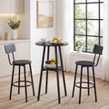 HOOBRO 3 Pieces Round Bar Height Table and Chairs Set, Round Dining Table Set, Pub Table and Chairs for Small Space, 2 Tier Kitchen Table and Bar Stools with Back, Black BB35BT01