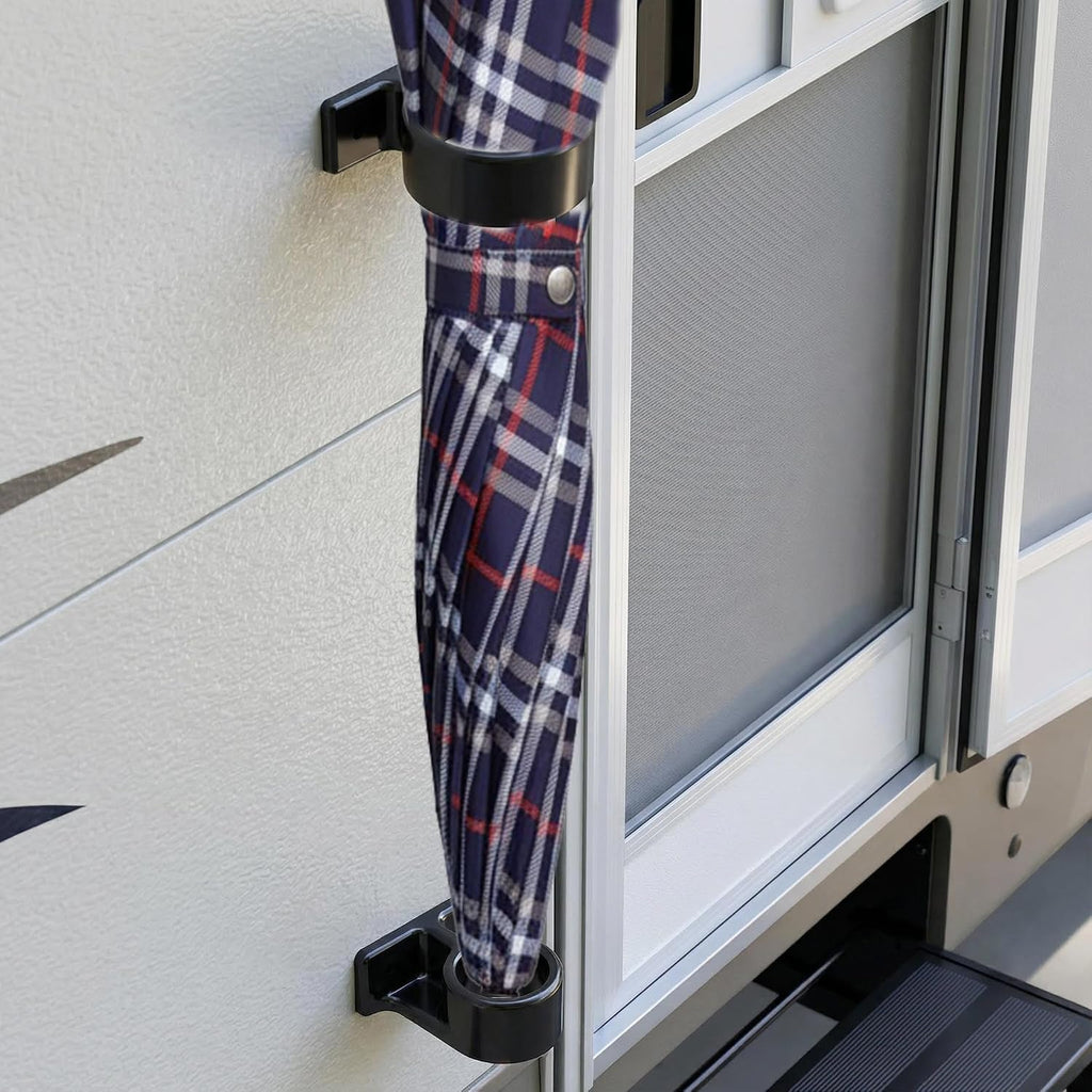 Wall-Mounted Umbrella Holder with Drip Tray - Self-Adhesive Design, Space-Saving Stand for Home, Camping, RV, Van, Includes Double-Sided Tape