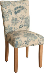 HomePop Parsons Classic Upholstered Accent Dining Chair, Set of 2, Blue Jacobean