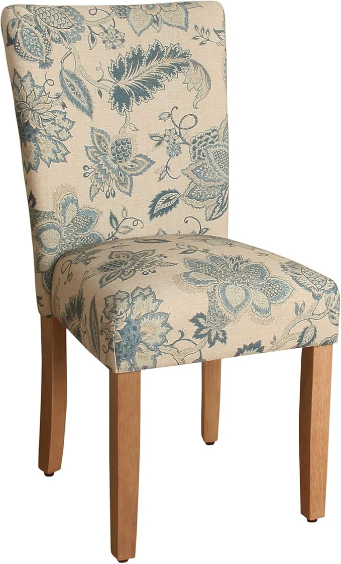 HomePop Parsons Classic Upholstered Accent Dining Chair, Set of 2, Blue Jacobean