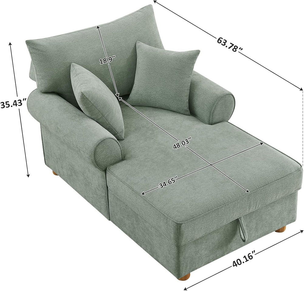 VANOMi Oversized Chaise Lounge Chair Indoor, Comfy Reading Chair with Storage...