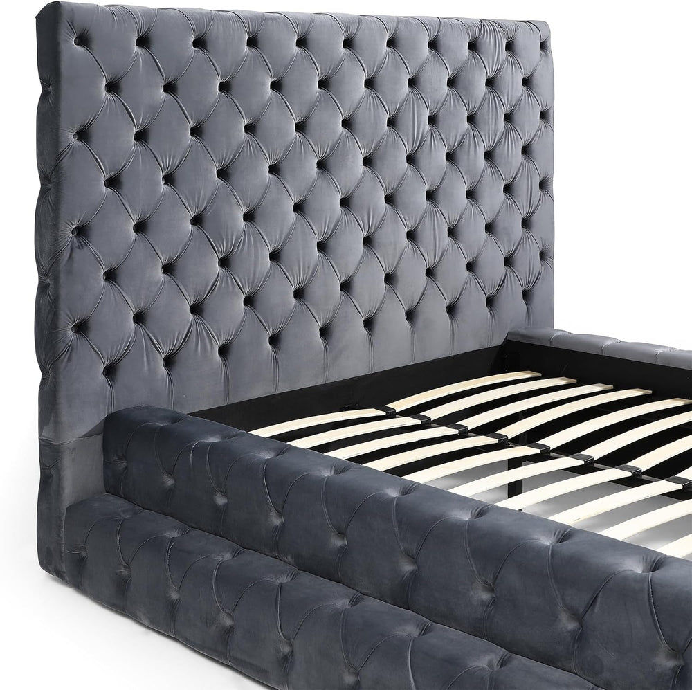 Better Home Products Eleonora King Size Velvet Upholstered Bed with Deep Butt...