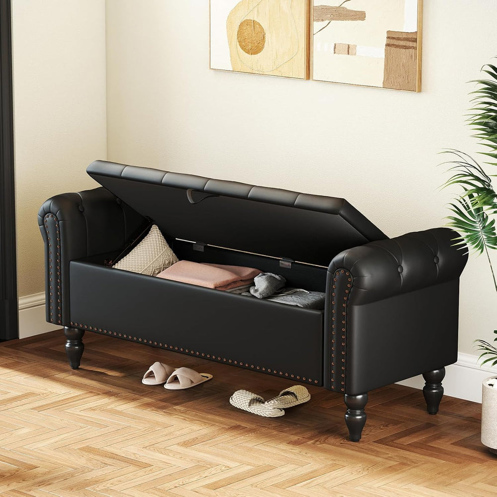 Furniliving 51” End of Bed Bench, Bedroom Bench with Button-Tufted, Large Uph...